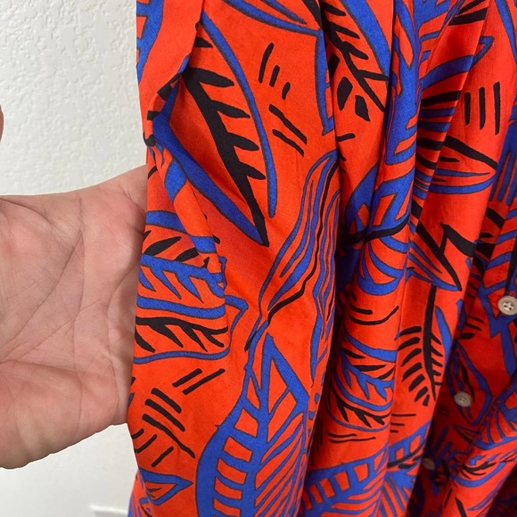 Tropical Leaf Short Sleeve Shirtdress CJRxTarget - Picture 9 of 9